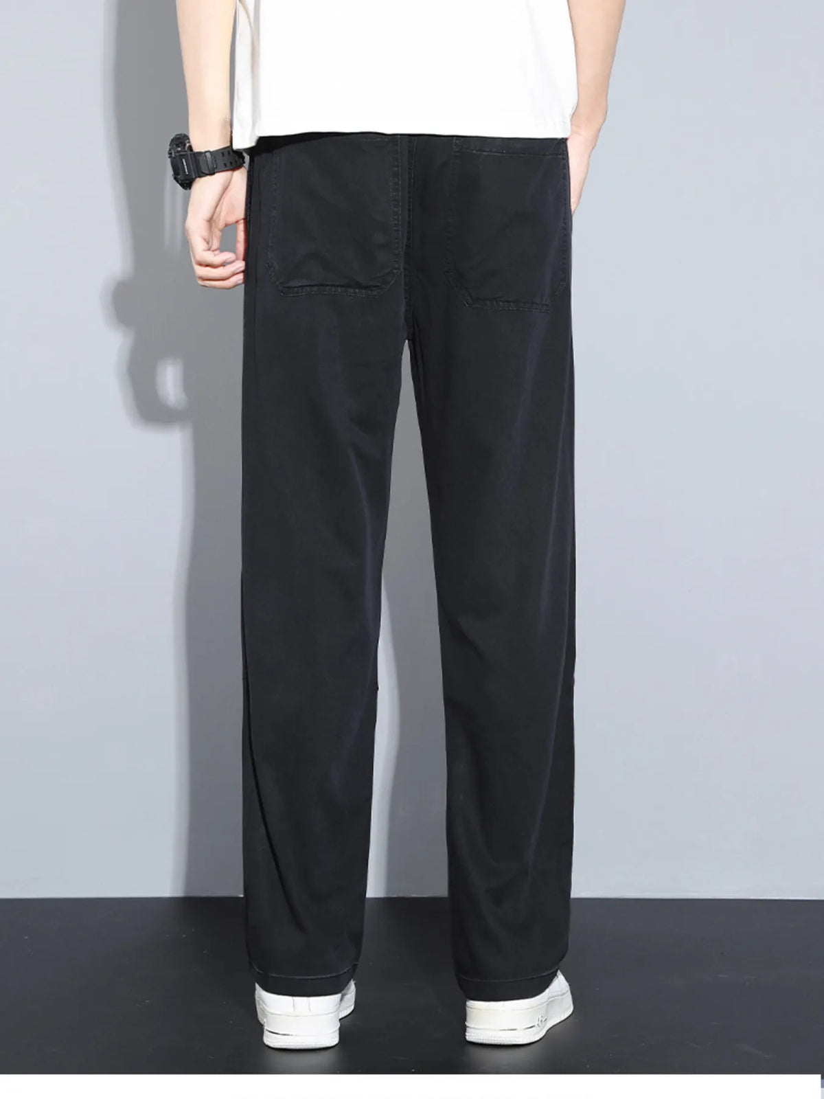 Men's Plus Size Casual Wide Leg Drawstring Pants, view 3