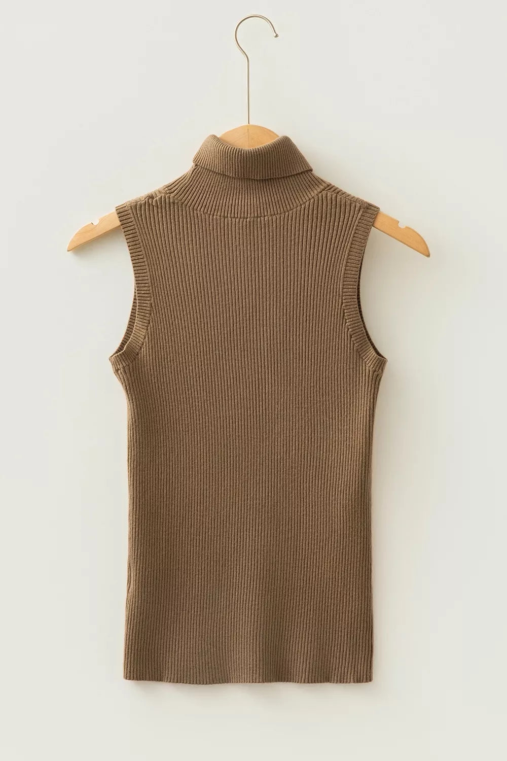 Mock Neck Ribbed Knit Sweater Vest