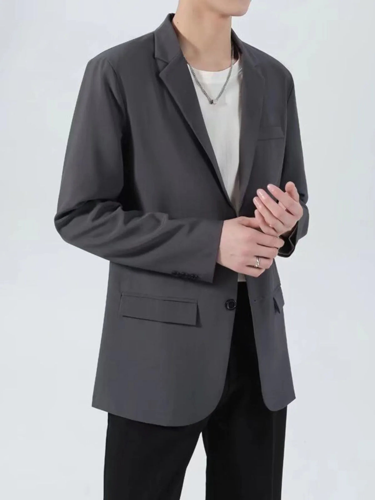 Men's Plus Size Classic Fit Two-Button Blazer - Lilixa.store