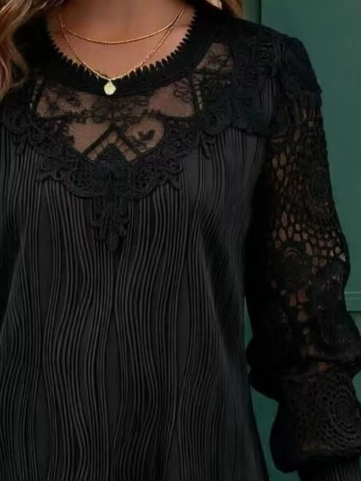 Lace Patchwork Long Sleeve Blouse - Lilixa.store