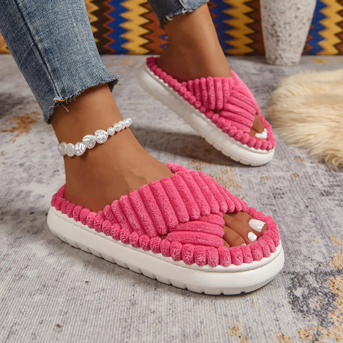 Crisscross Open Toe Platform Slippers - Lilixa.store