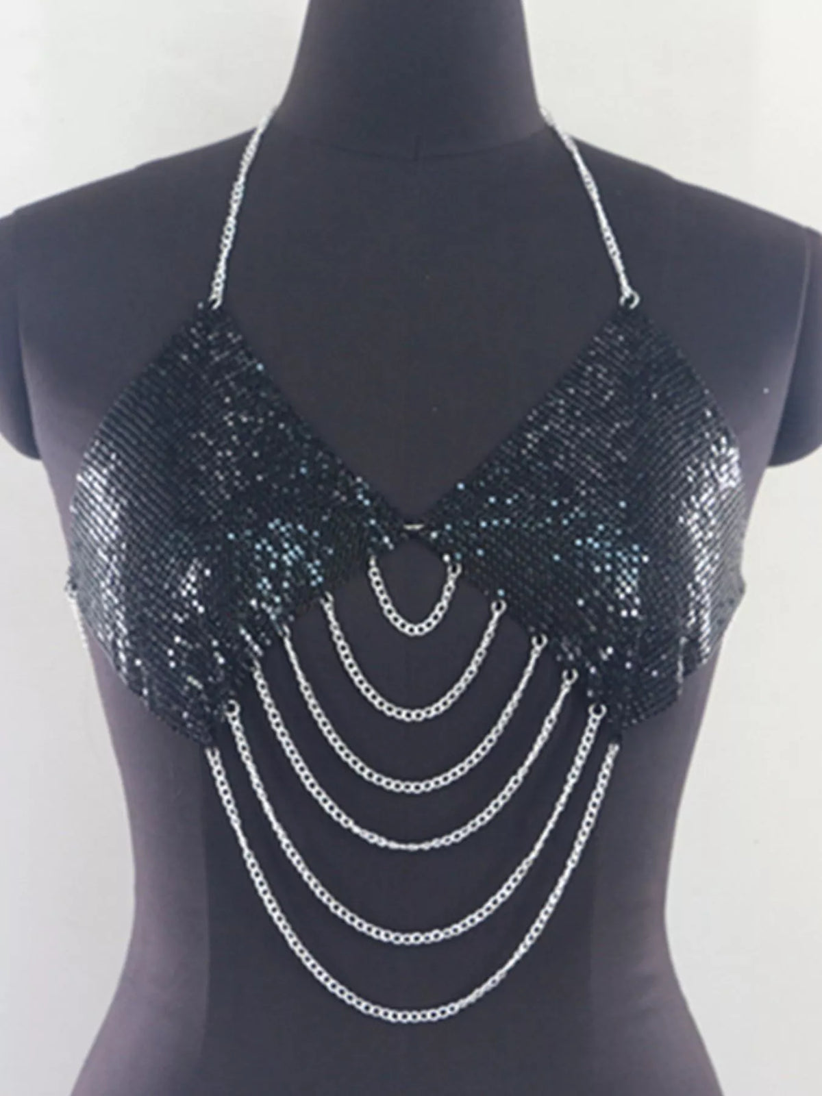 Metallic Chainmail Halter Cami Top, view 9