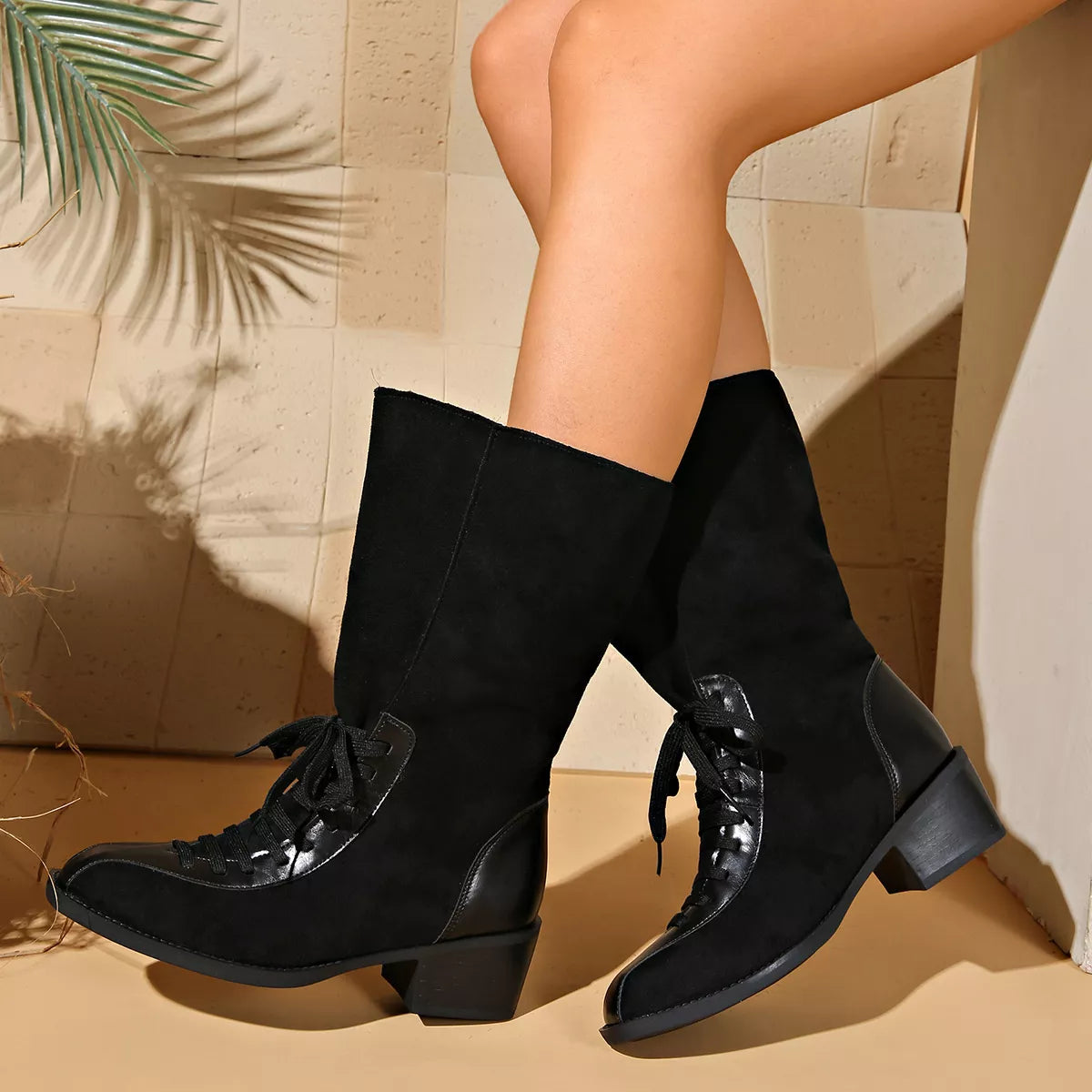 Mid-Calf Block Heel Boots - Lilixa.store
