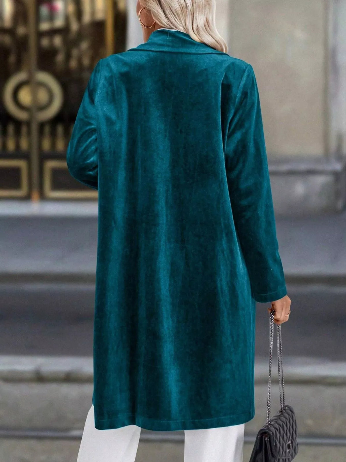 Lapel Collar Long Sleeve Longline Coat - Lilixa.store