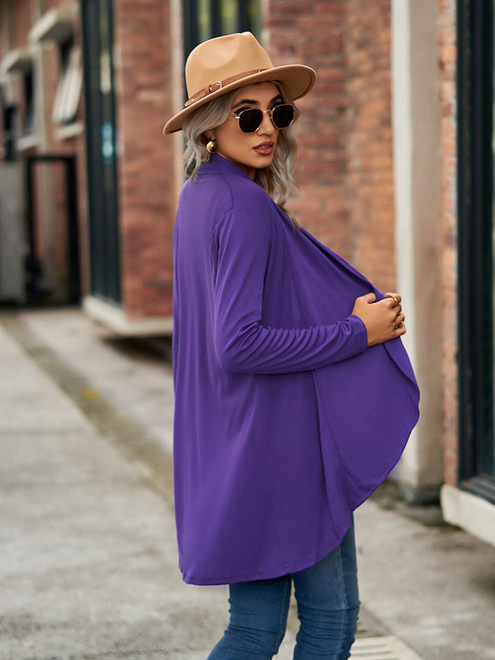 Open Front Long Sleeve Cardigan - Lilixa.store