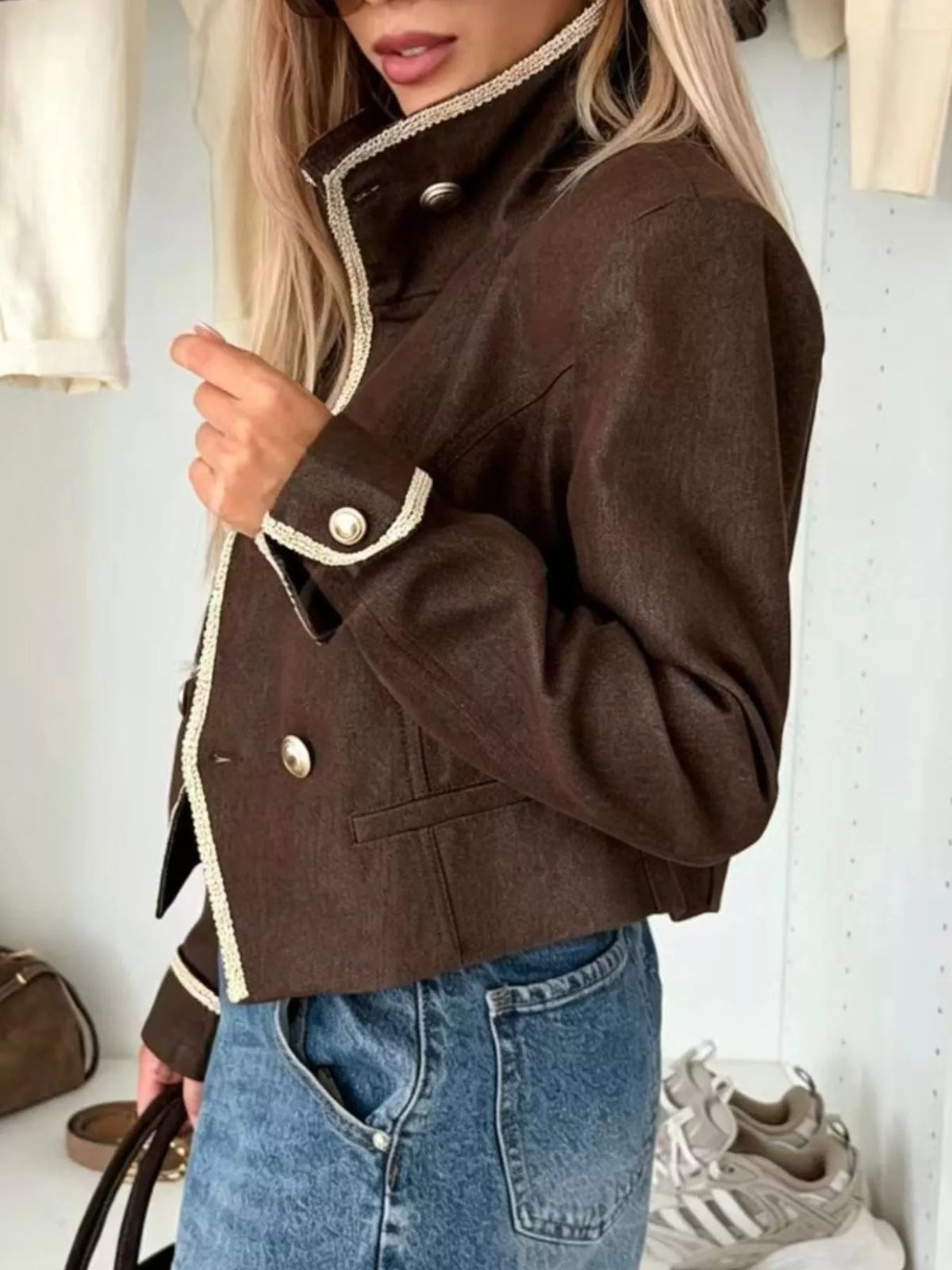 Double-Breasted Cropped Jacket - Lilixa.store