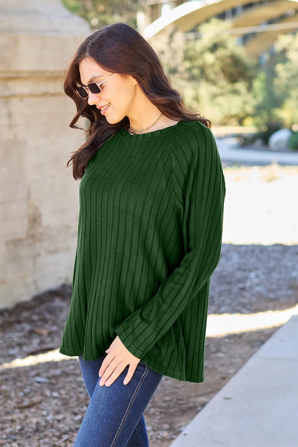 Basic Bae Full Size Ribbed Round Neck Long Sleeve Knit Top - Lilixa.store