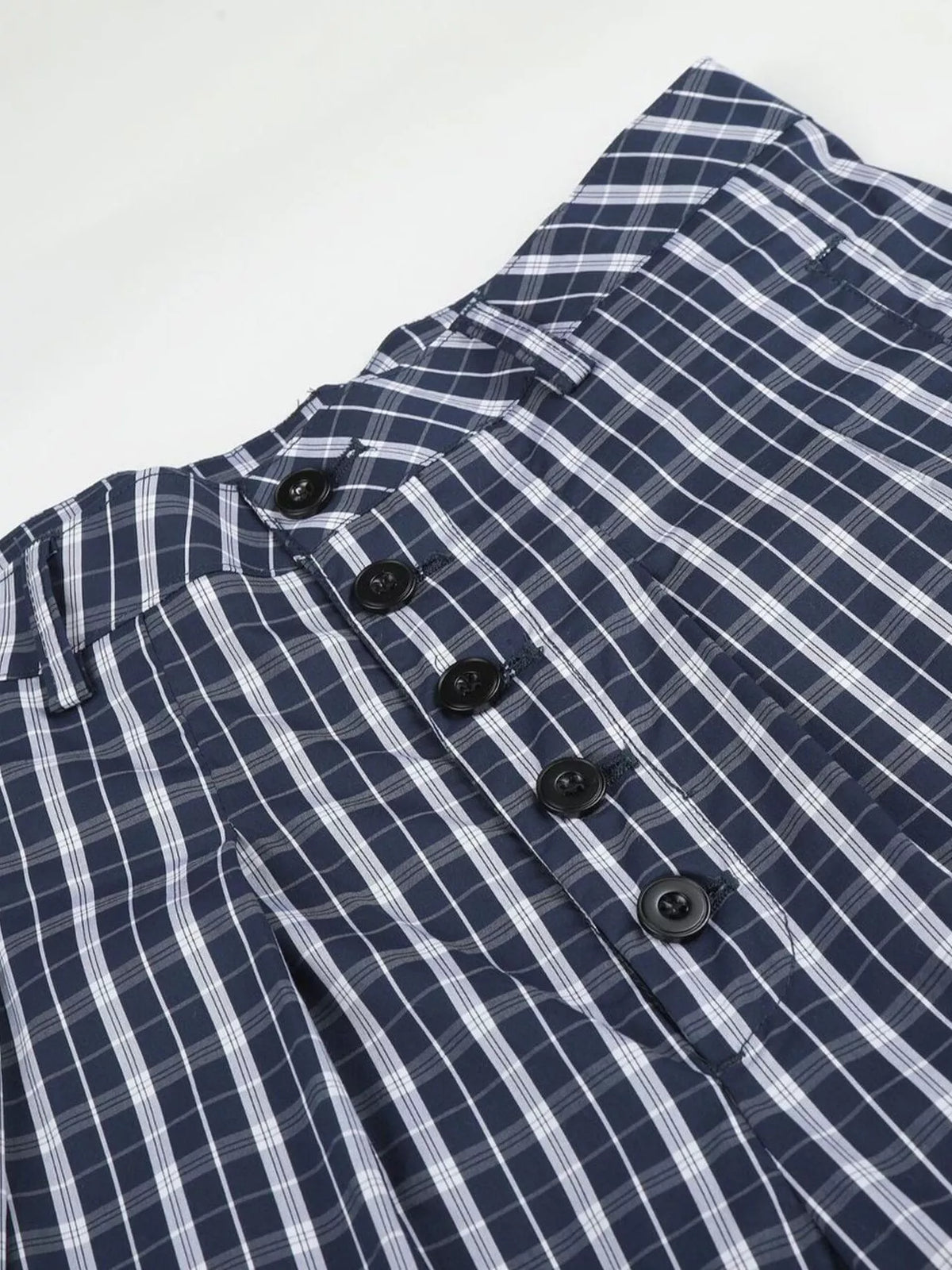Men's Wide Leg Plaid Button-Front Pants