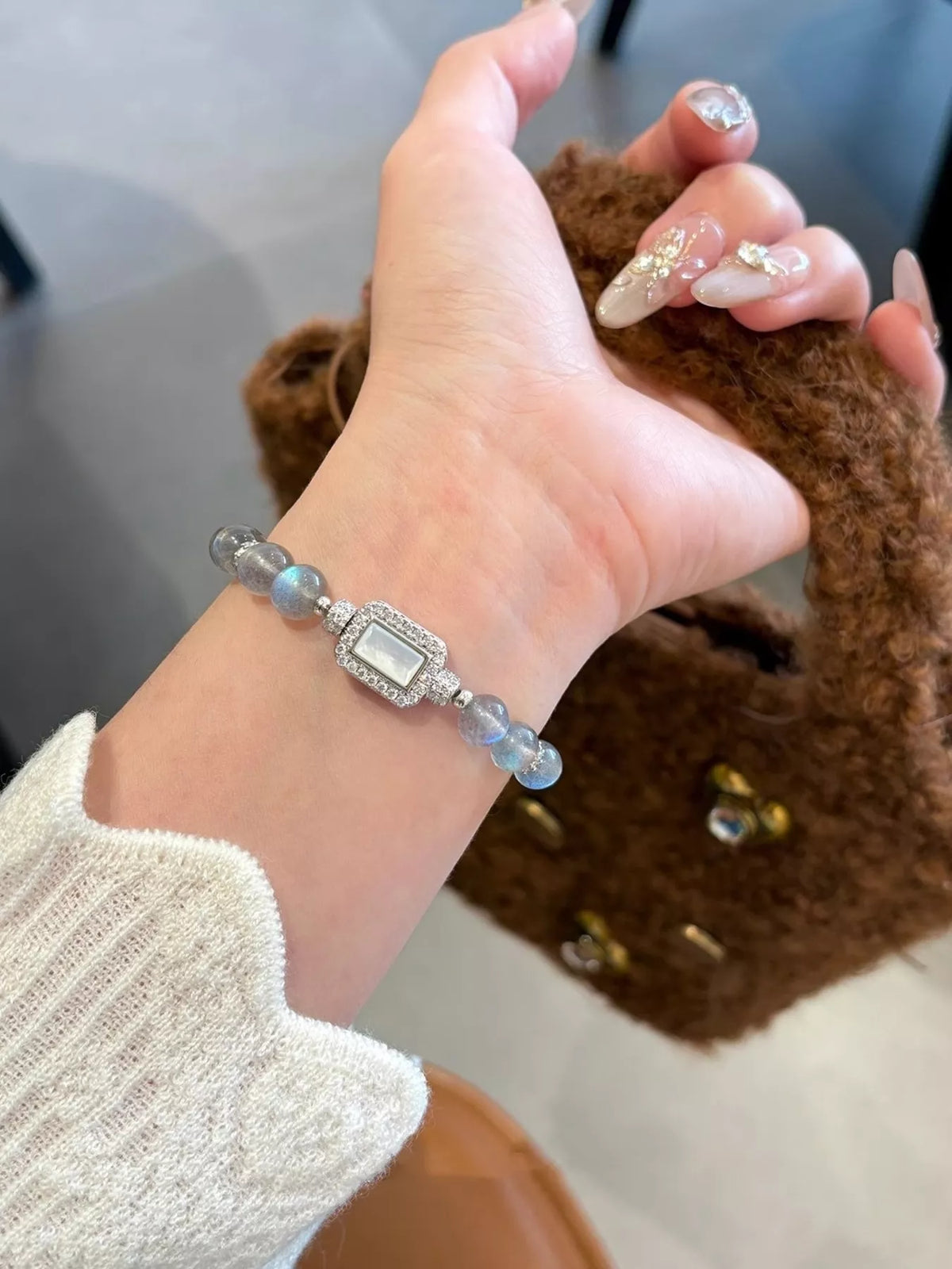 Moonstone Bead Geometric Bracelet - Lilixa.store