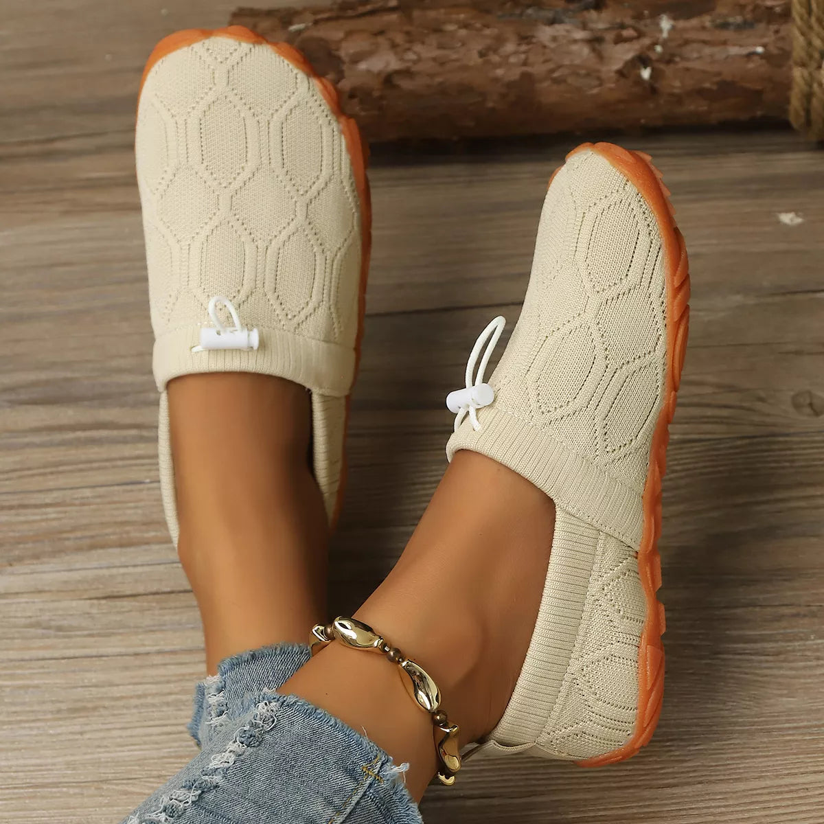 Round Toe Drawstring Slip-Ons - Lilixa.store