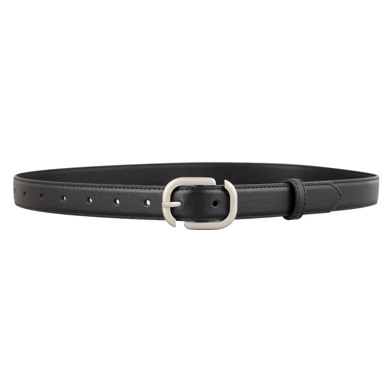 Leather Belt with Silver Buckle - Lilixa.store