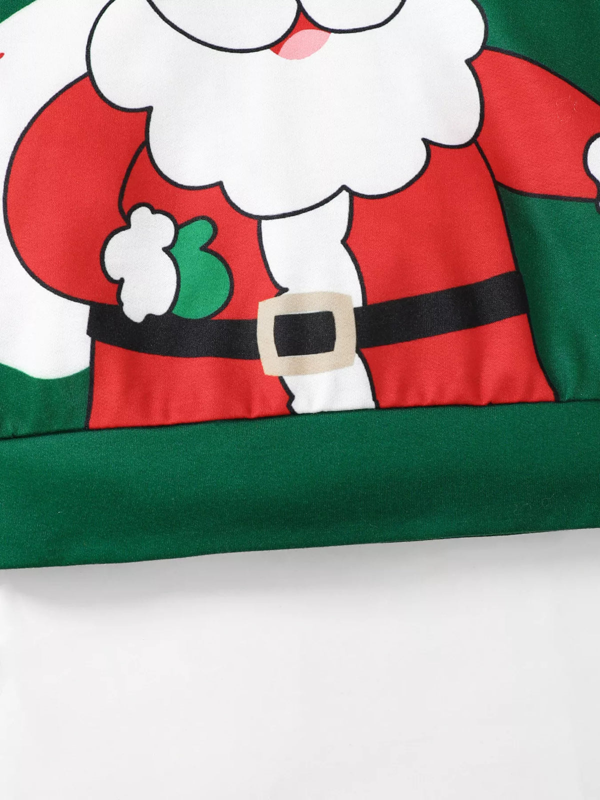 Children's Christmas Santa Claus Graphic Hooded Sweatshirt and Pants Set in Green, view 5