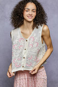 POL Floral Embroidered V-Neck Vest - Lilixa.store