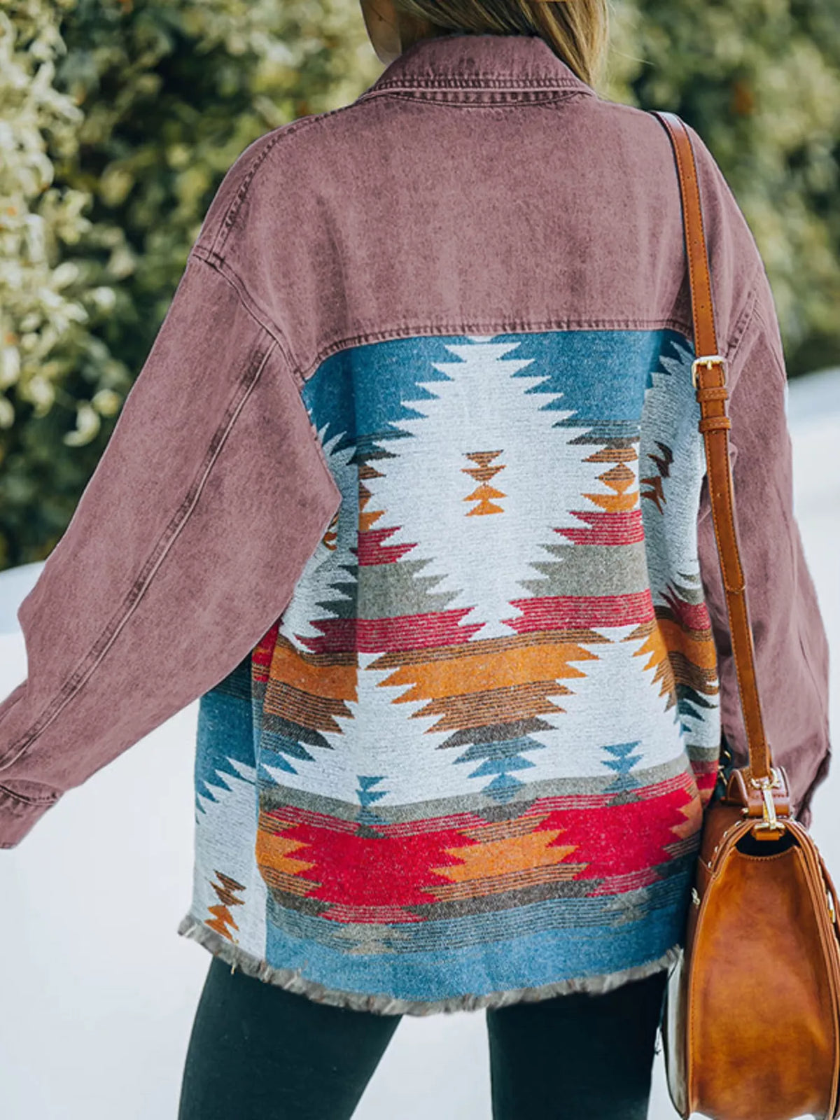 Aztec Print Button Up Jacket, view 5