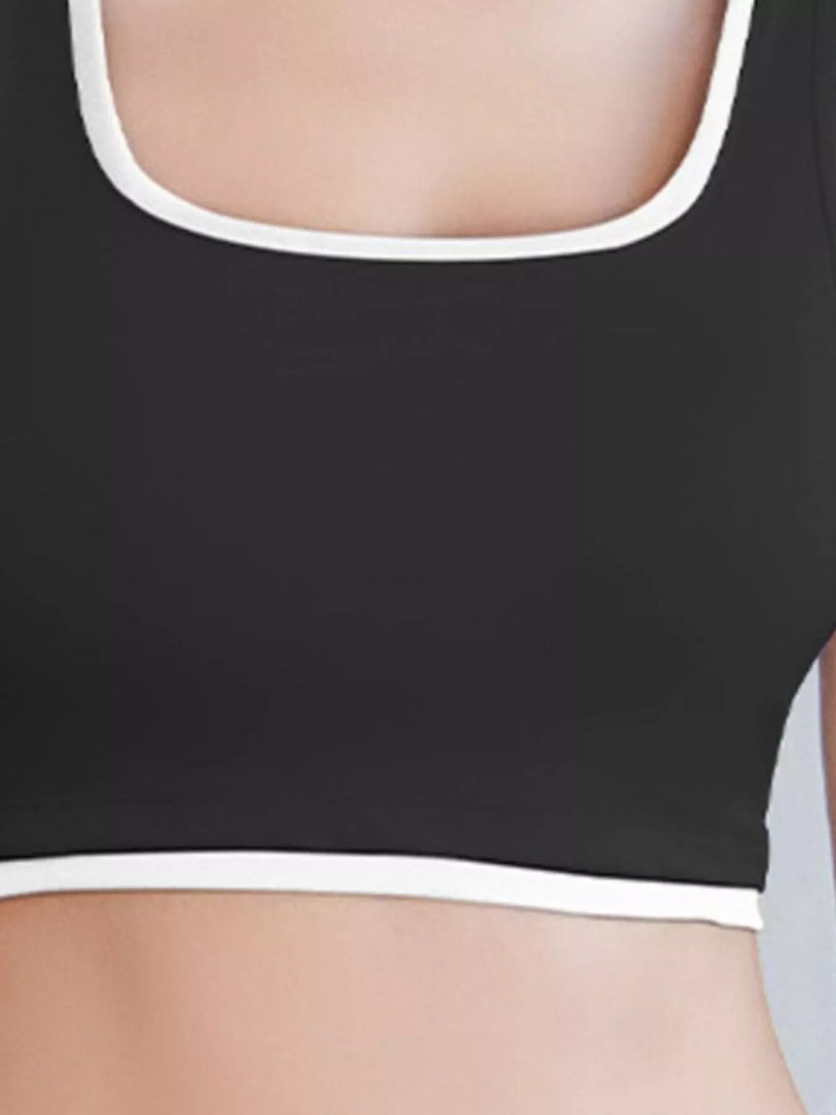 Contrast Trim Scoop Neck Active Bra