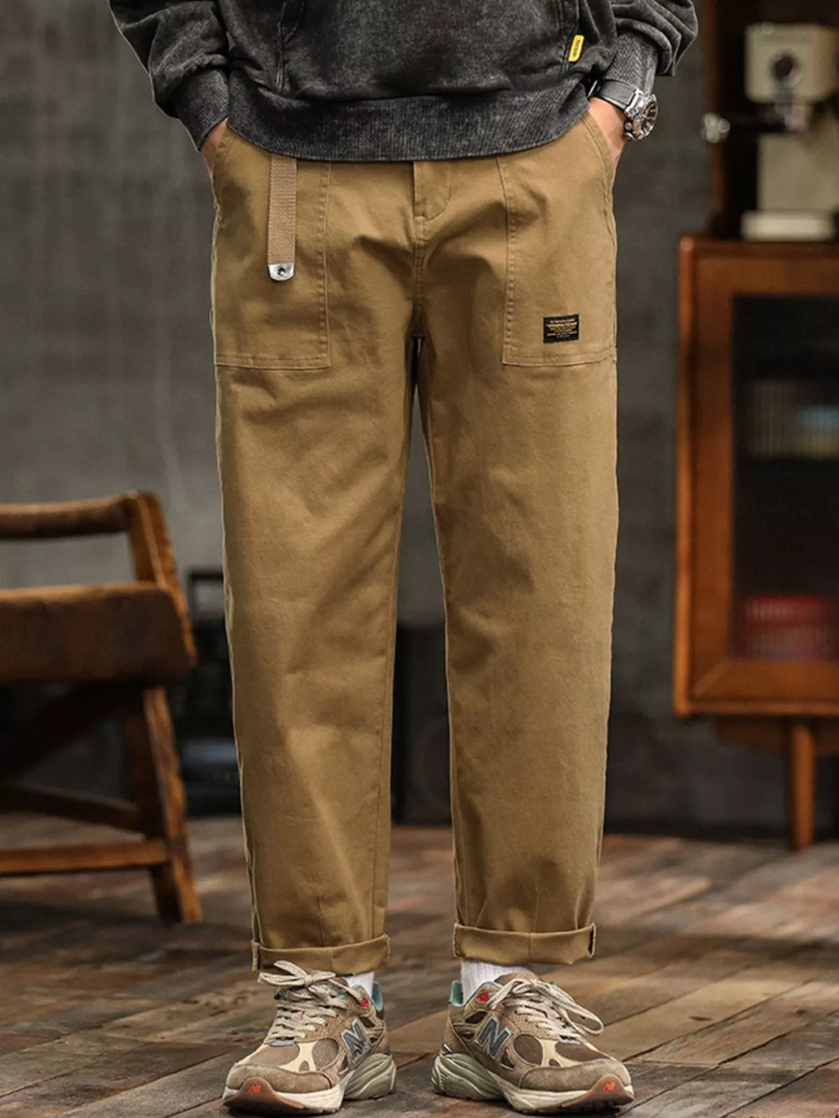 Men's Wide Leg Pants in Khaki