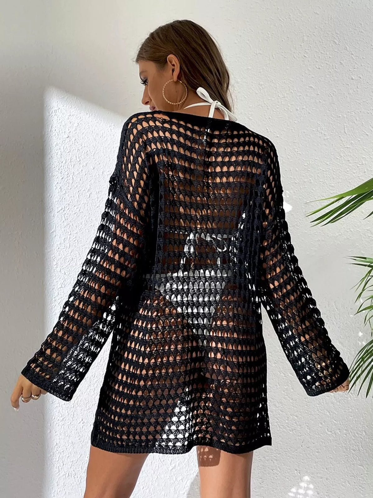 Crochet Knit Long Sleeve Cover-Up - Lilixa.store