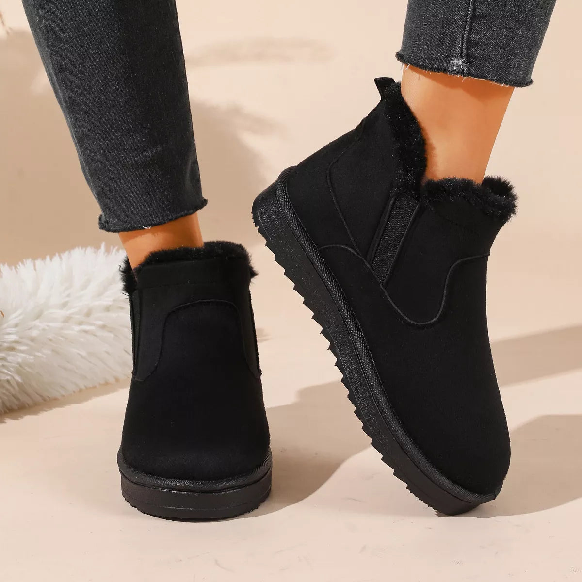 Plush Lined Winter Ankle Boots
