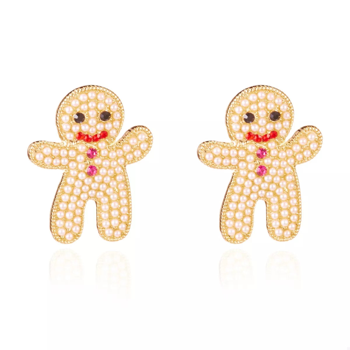 Alloy Gingerbread Man Stud Earrings - Lilixa.store