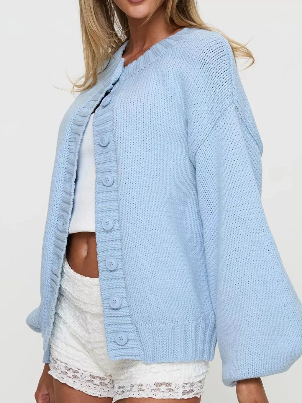 Chunky Knit Button-Up Cardigan - Lilixa.store