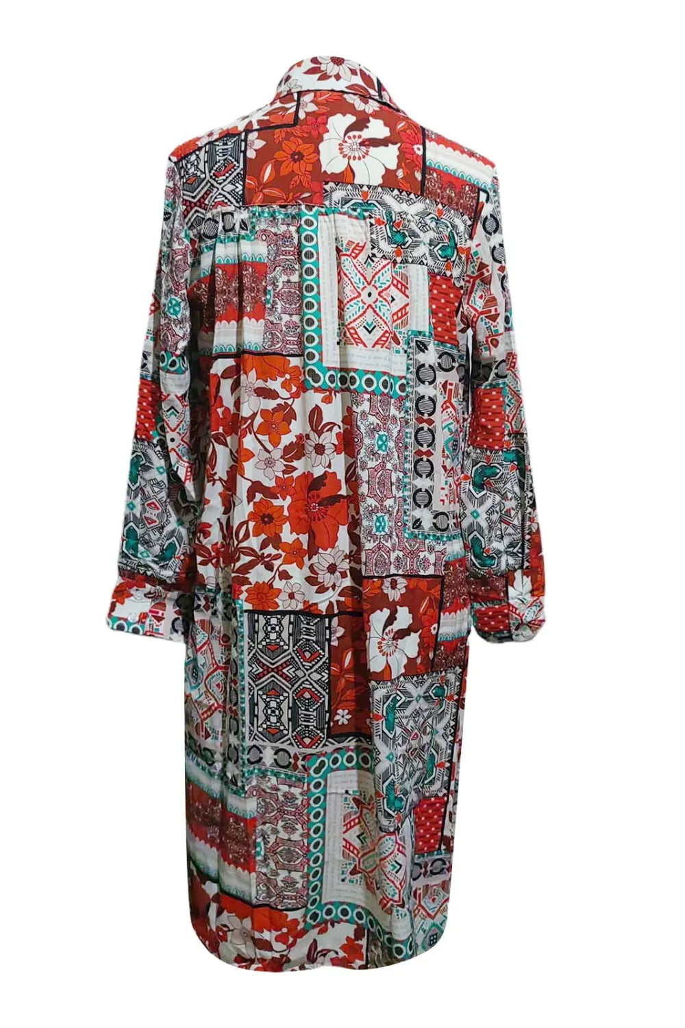 Printed Button Up Long Sleeve Cardigan, view 3