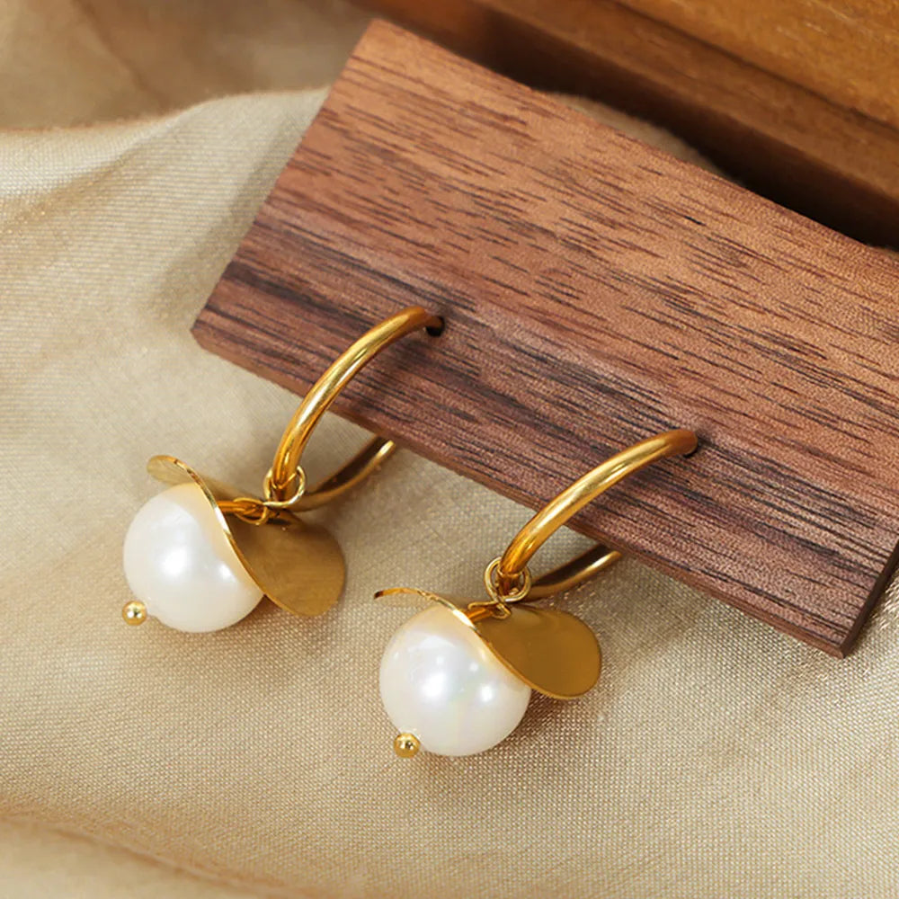 18K Gold-Plated Bead Dangle Earrings - Lilixa.store