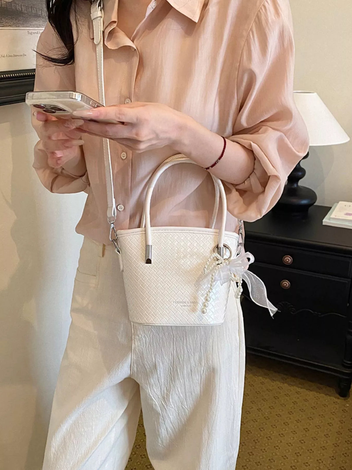 Textured Bucket Crossbody Bag