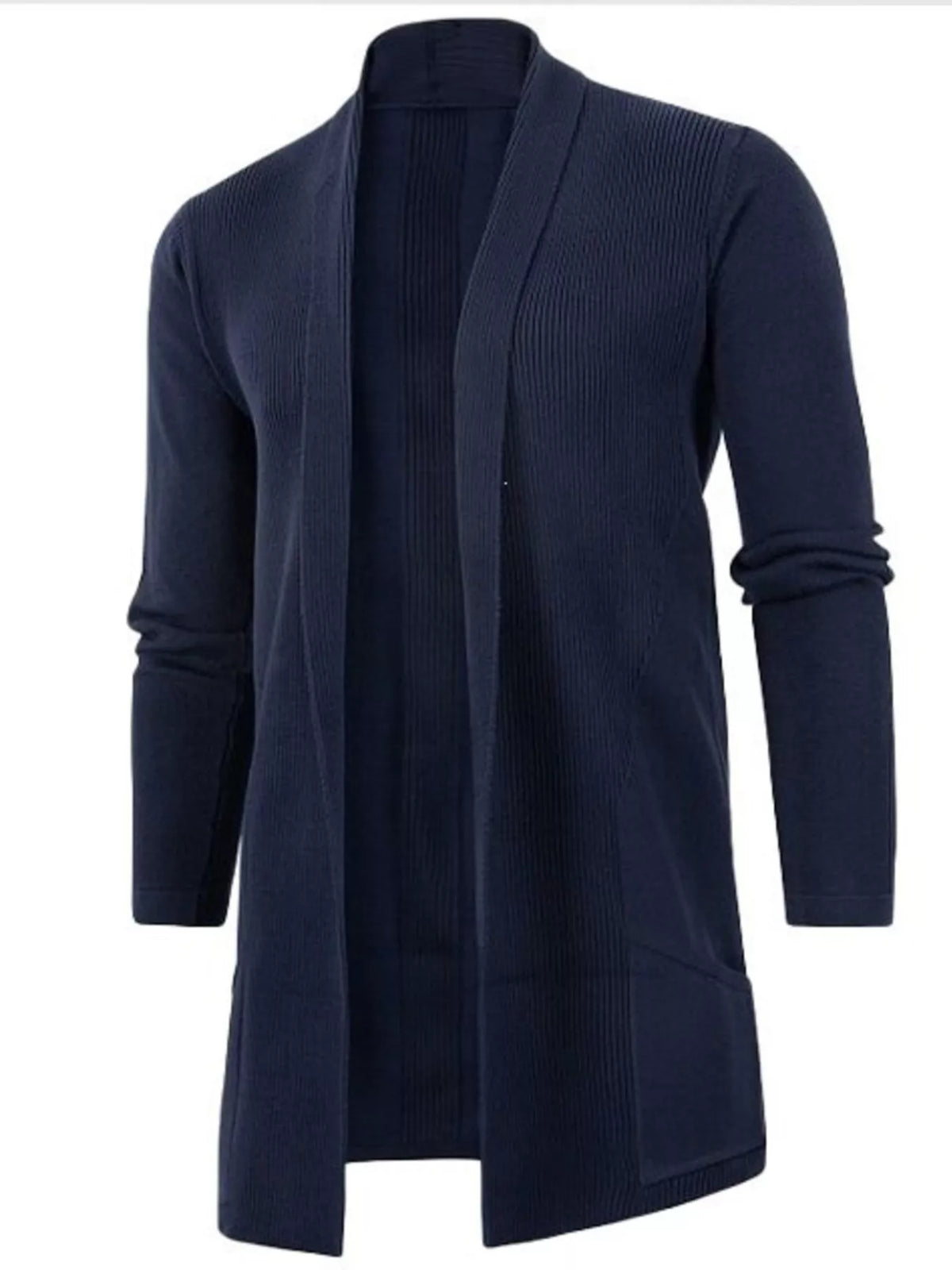 Men's Plus Size Solid Color Open Front Long Sleeve Knit Cardigan - Lilixa.store