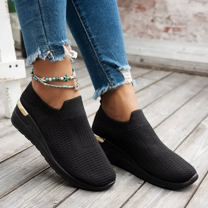 Mesh Round Toe Wedge Athletic - Lilixa.store