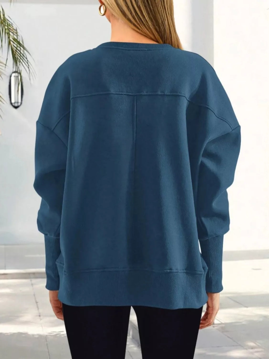 Casual Loose Side Slit Sweatshirt - Lilixa.store