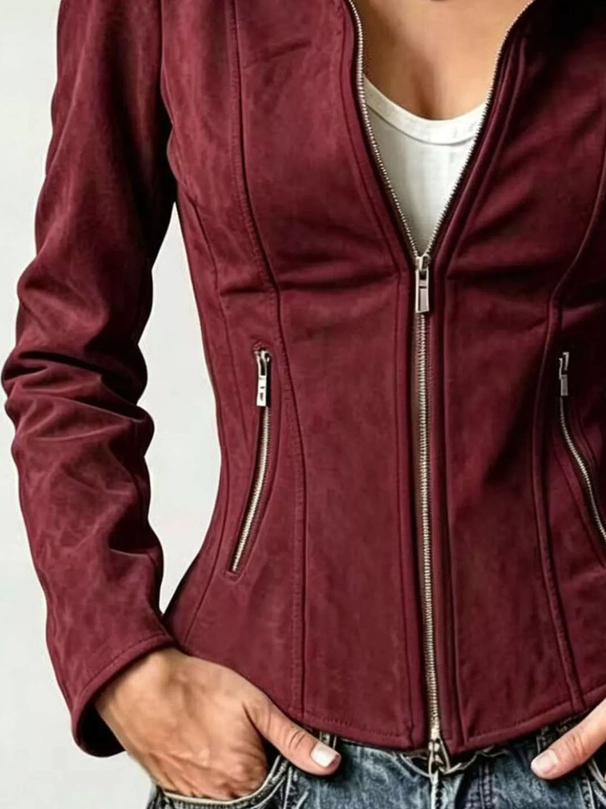 Slim-Fit Zip-Up Jacket - Lilixa.store