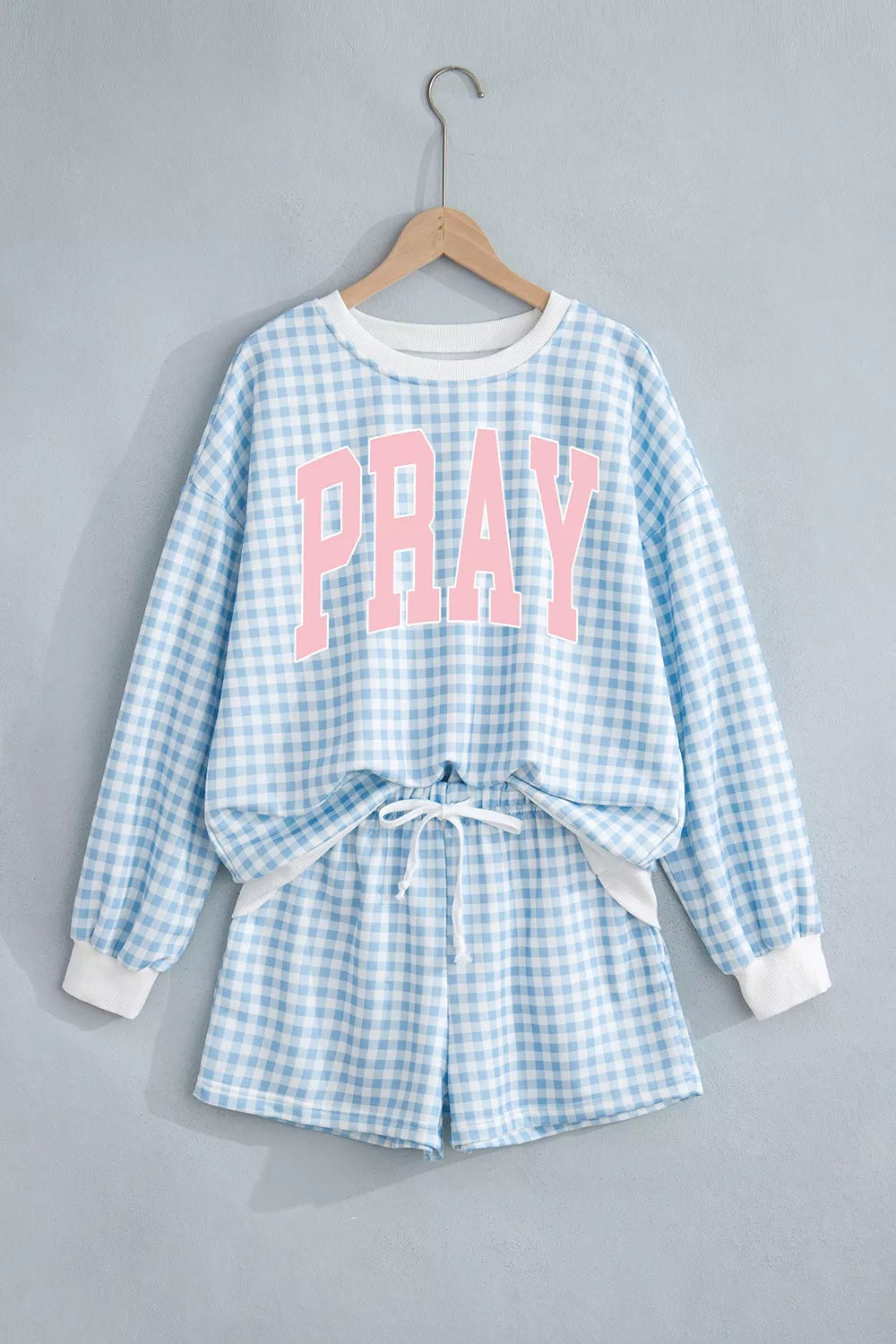 PRAY Plaid Baggy Top and Shorts Set