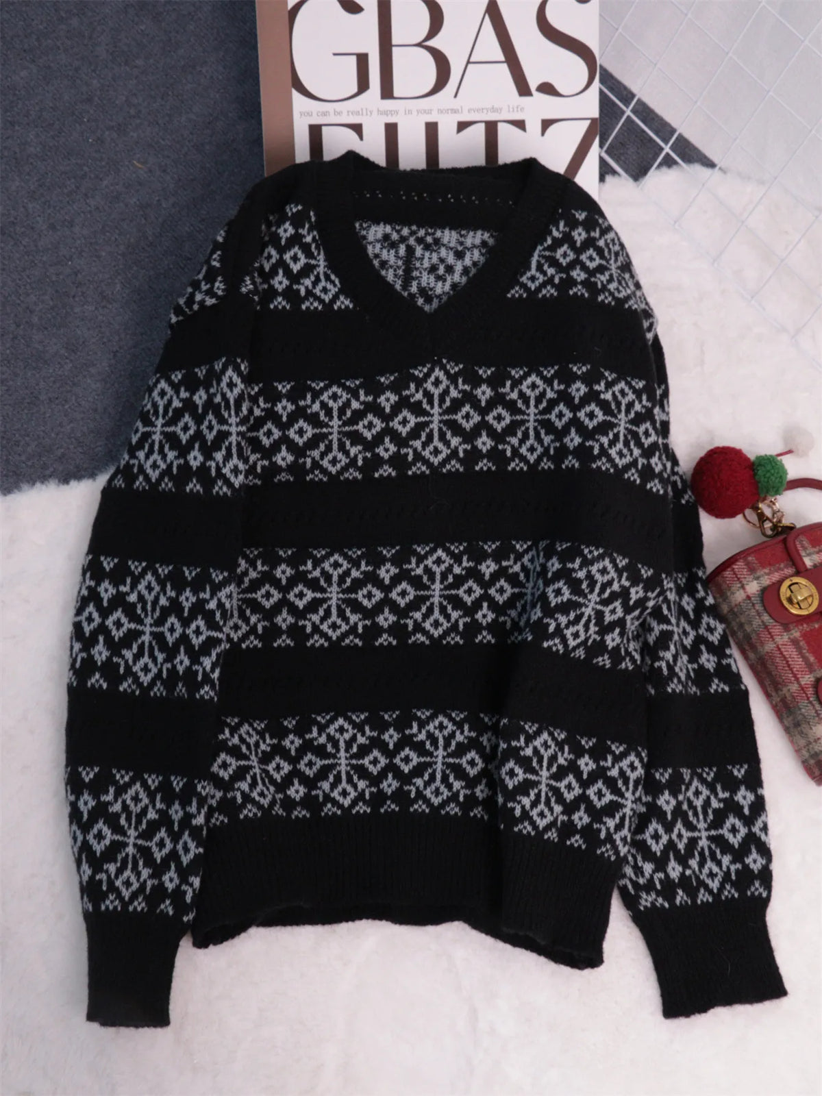 Contrast Ribbed hem Long Sleeve Sweater - Lilixa.store