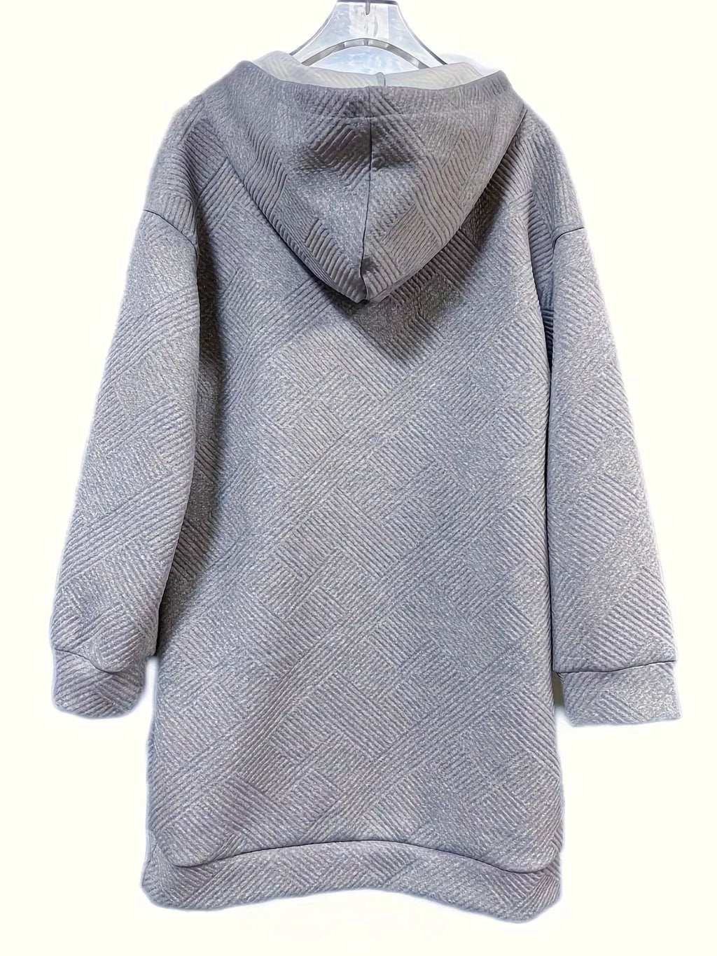 Casual Textured Hooded Sweatshirt Dress - Lilixa.store