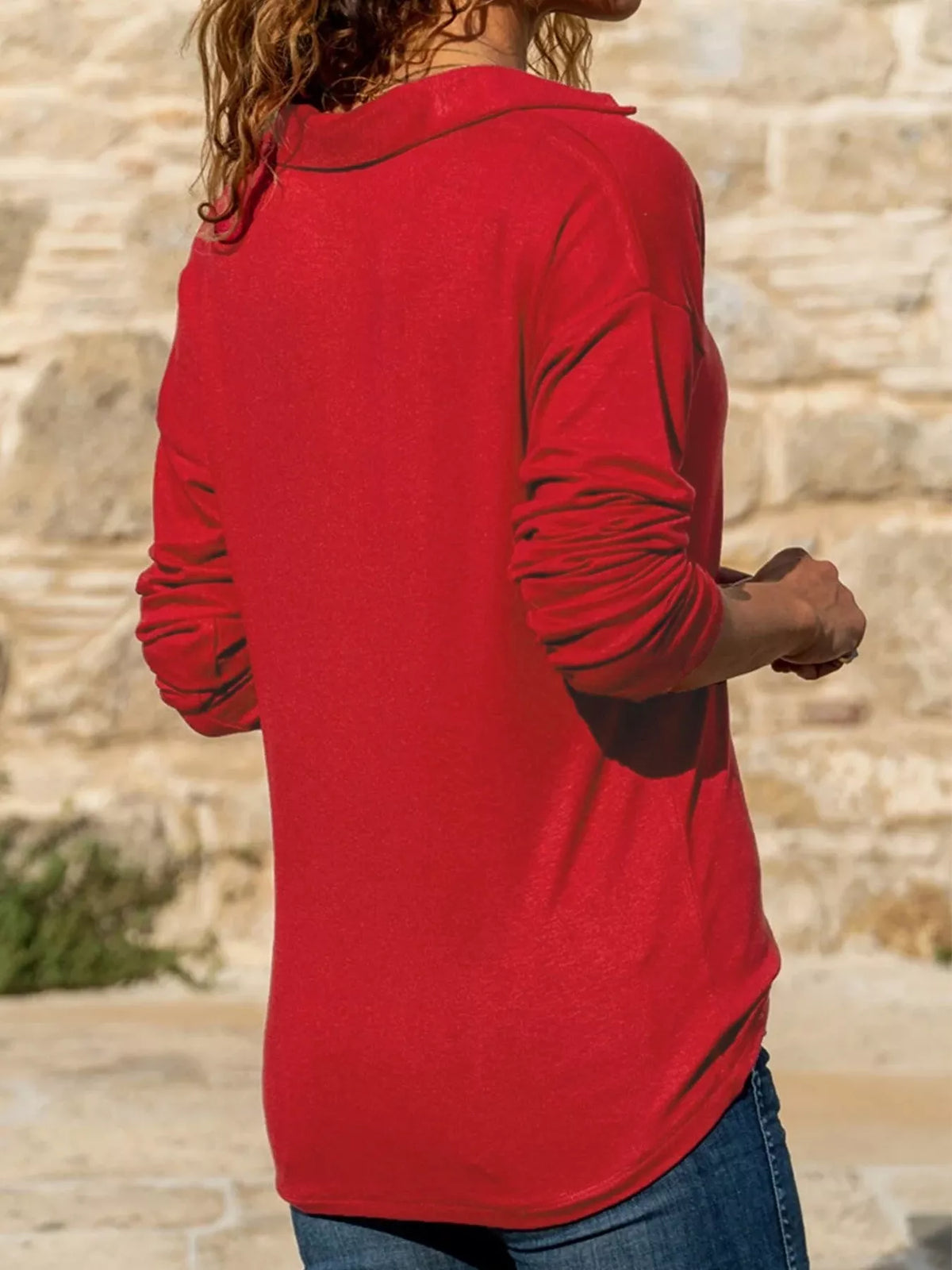 Johnny Collar Long Sleeve Top, view 2