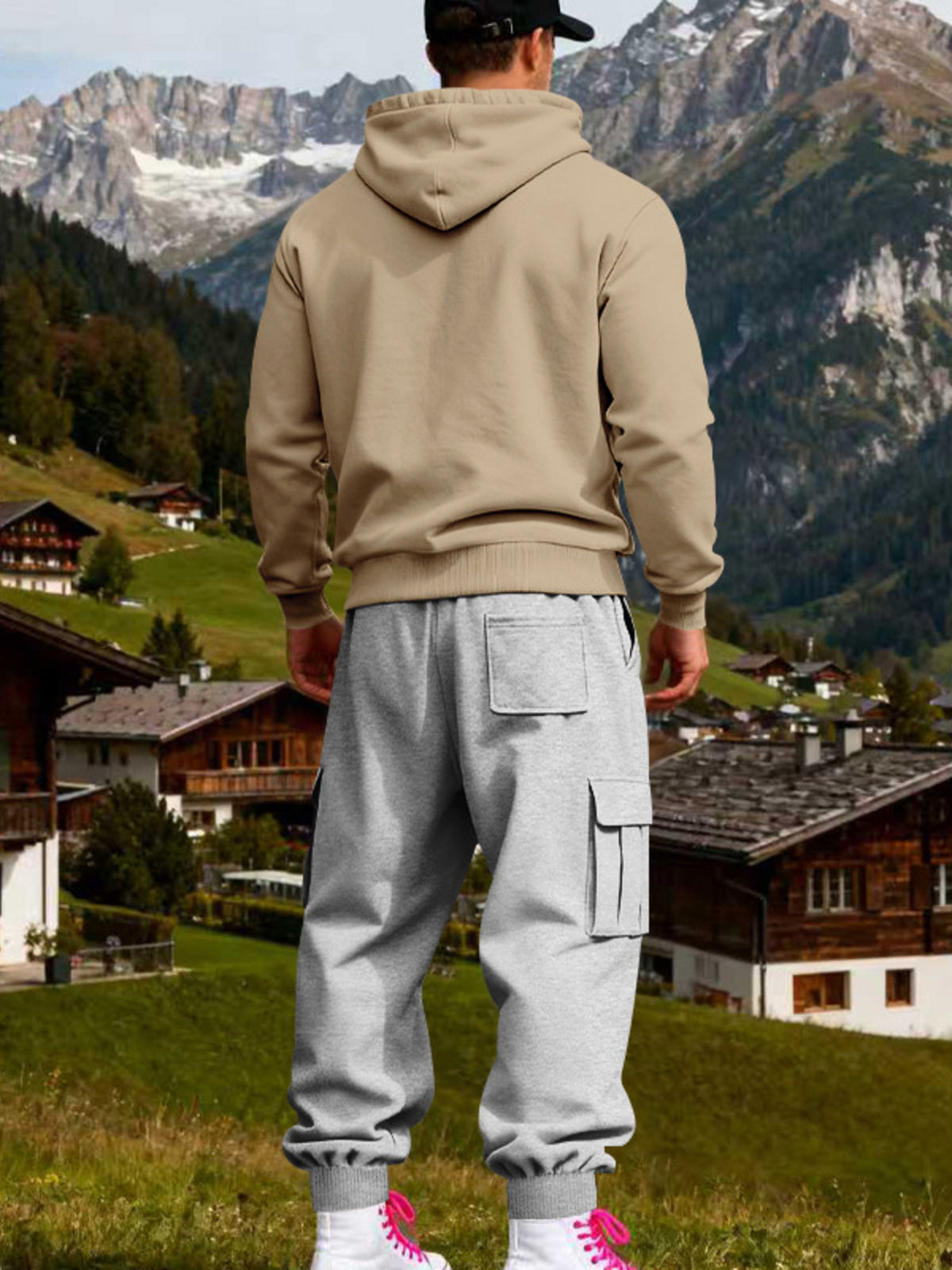 Men's Full Size Kangaroo Pocket Hoodie and Sweatpants Two-Piece Set Plus Size - Lilixa.store