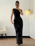 Embroidered One Shoulder Maxi Dress - Lilixa.store