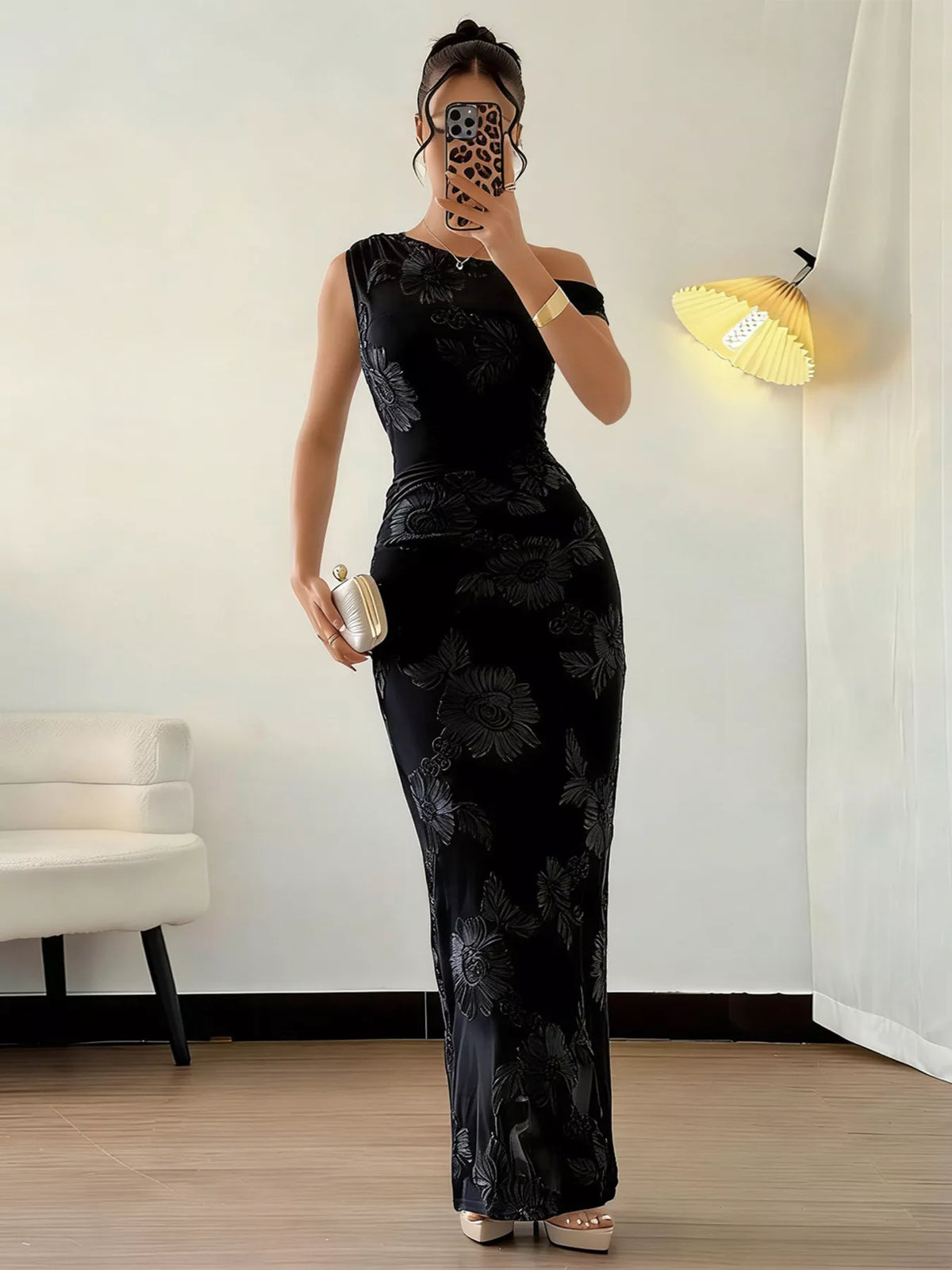 Embroidered One Shoulder Maxi Dress - Lilixa.store