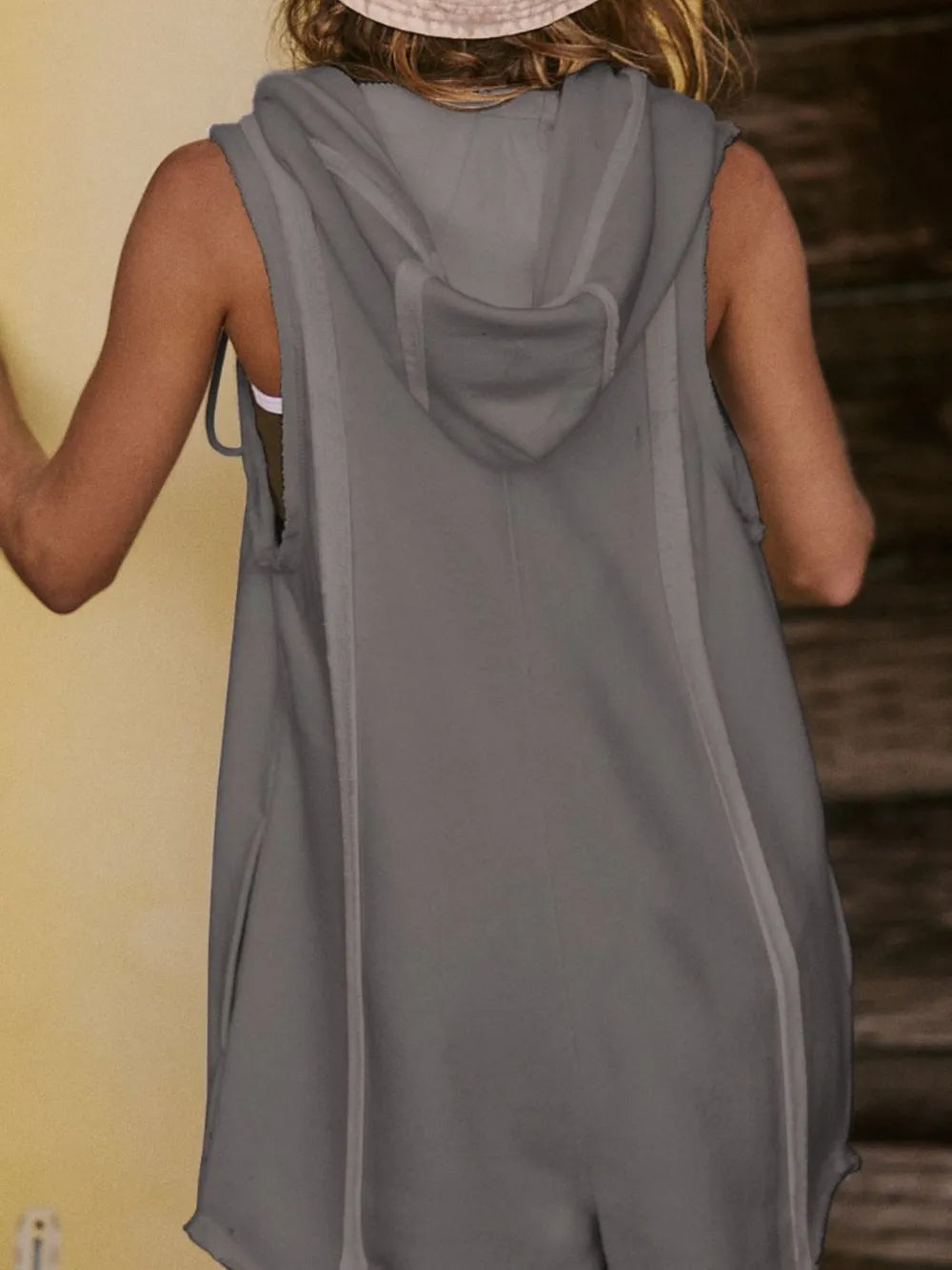Half Zipped Hooded Sleeveless Romper - Lilixa.store
