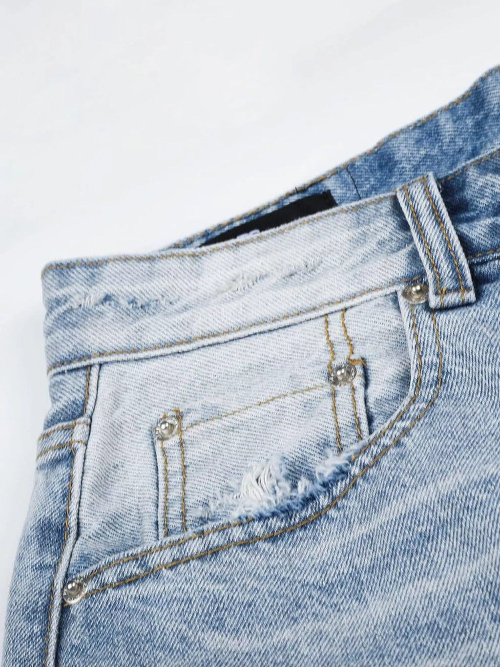 Men's High-Waisted Distressed Denim Capris - Lilixa.store