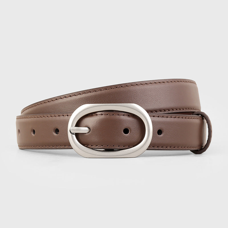 Oval Buckle Leather Belt - Lilixa.store