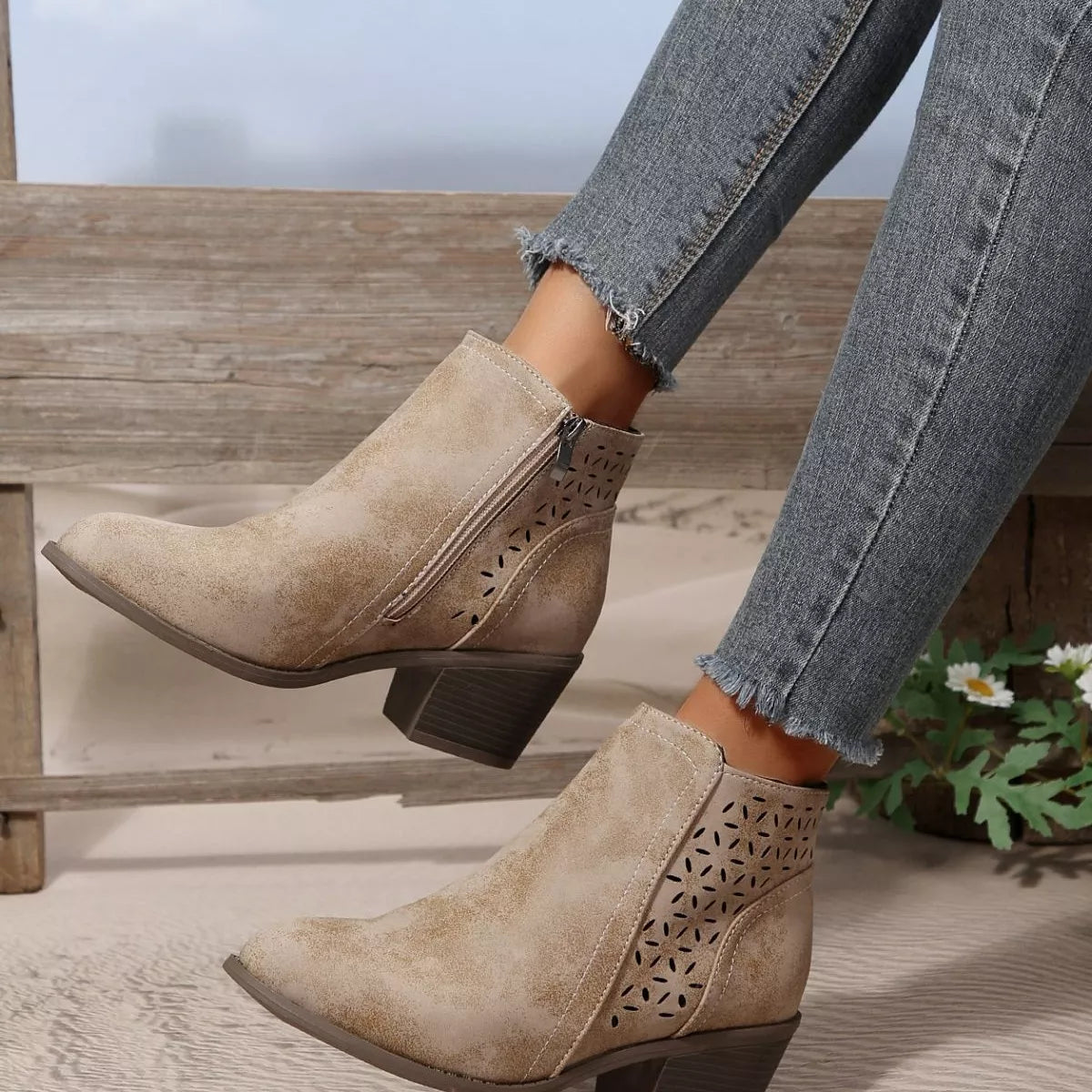 Point Toe Block Heels Boots - Lilixa.store