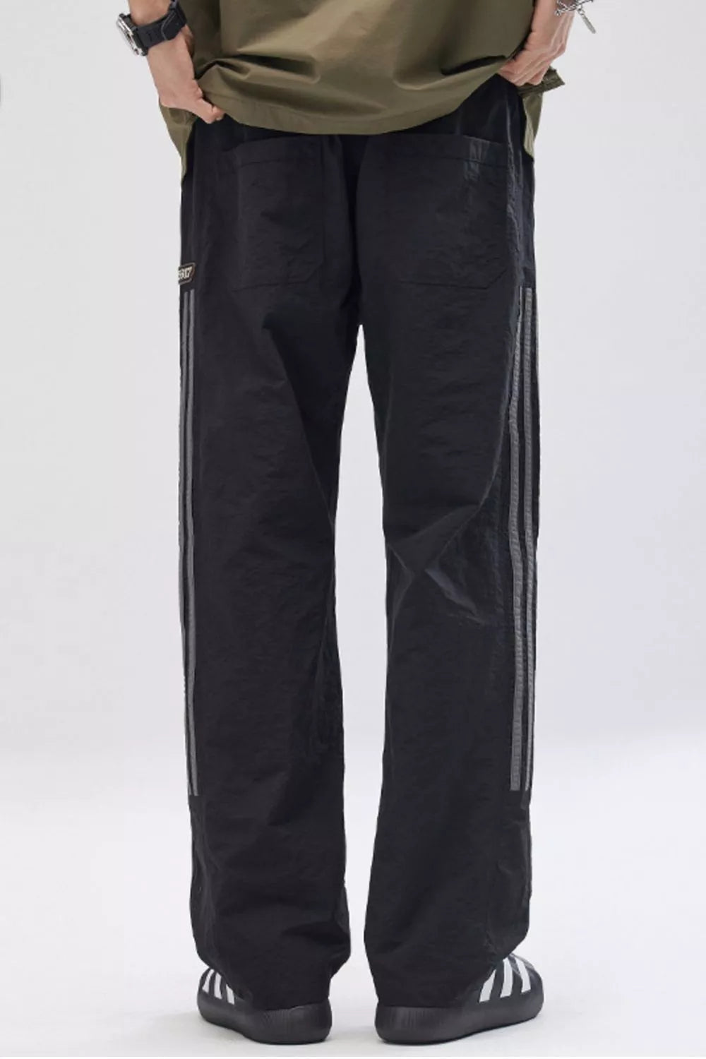 Men's Full Size Striped Casual Wide Leg Pants Plus Size, view 3