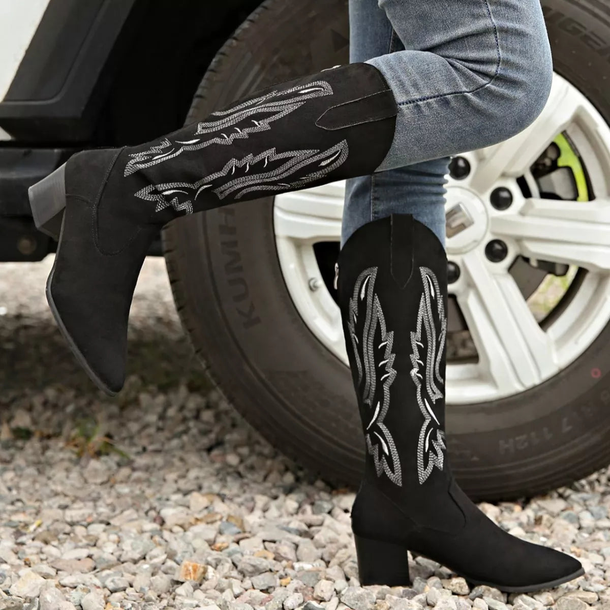 Point Toe Block Heels Boots - Lilixa.store