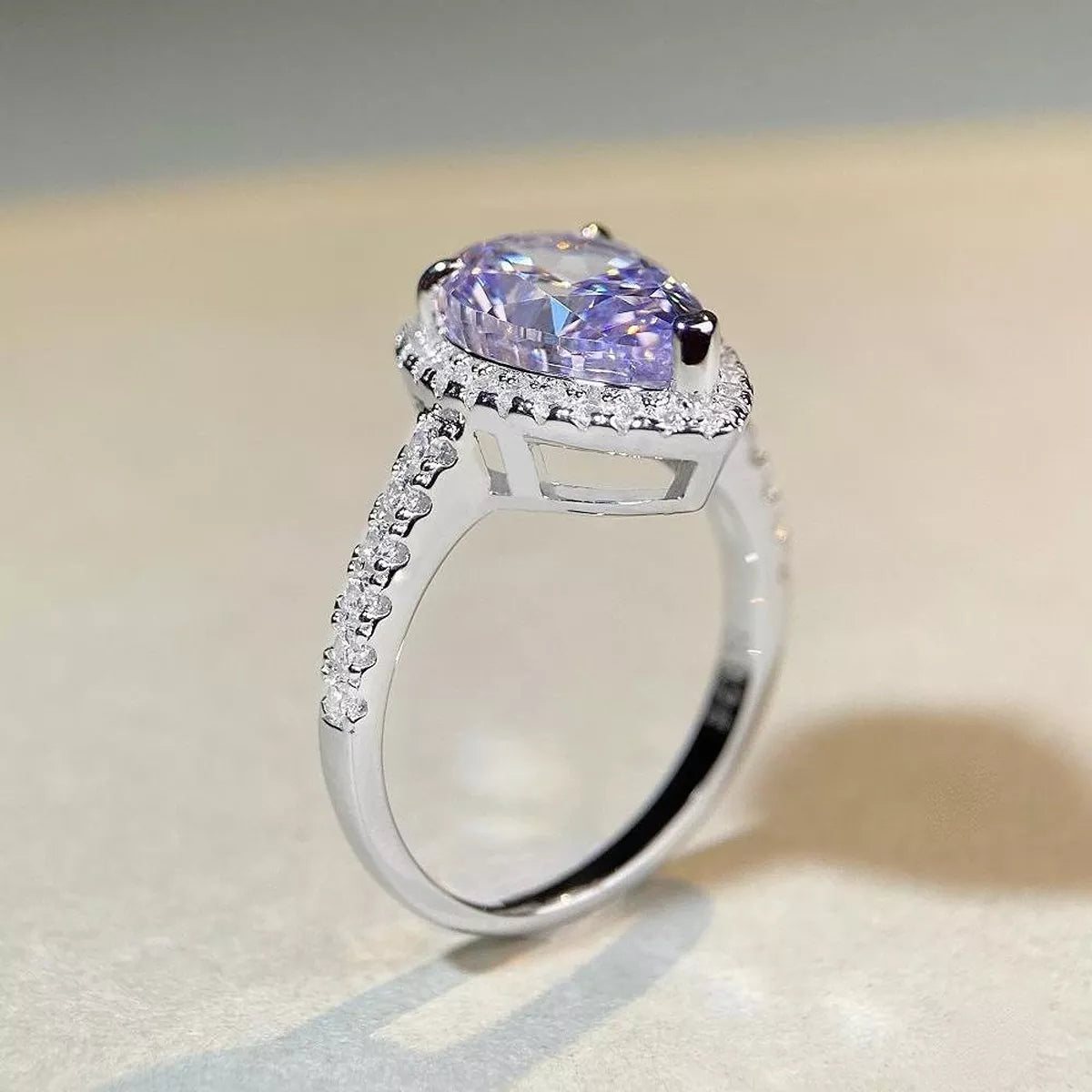 925 Sterling Silver Zircon Teardrop Ring