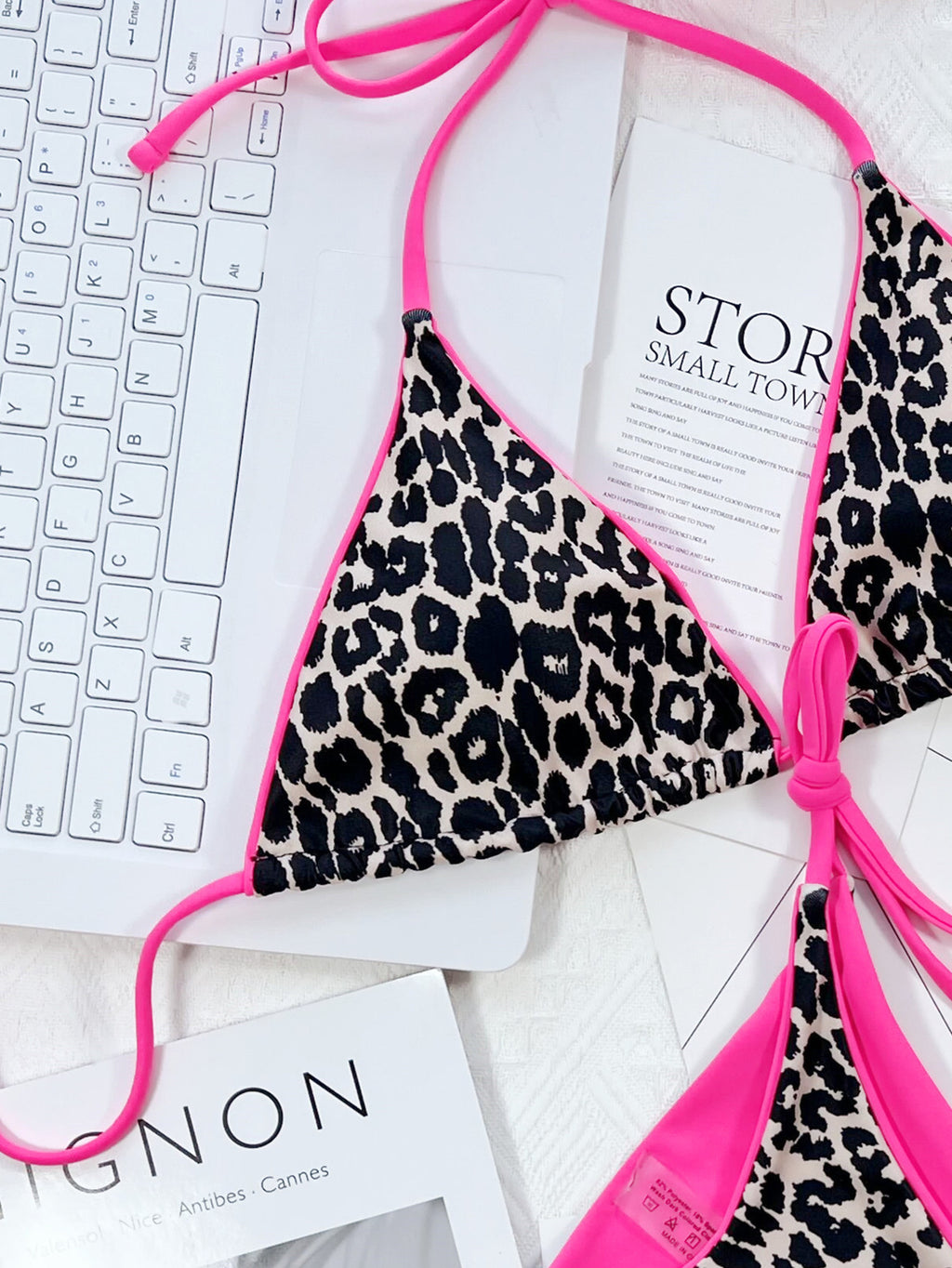 Leopard Print Halter Neck Tie Side Bikini Set - Lilixa.store