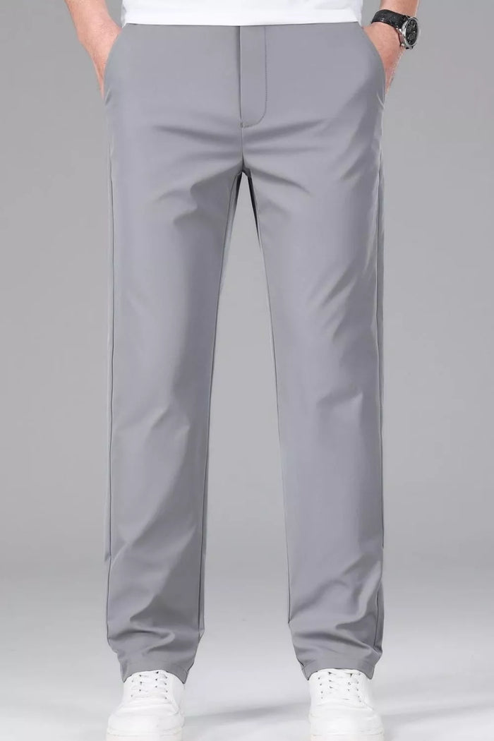 Men's Plus Size Slim-Fit Stretch Dress Pants in Gray