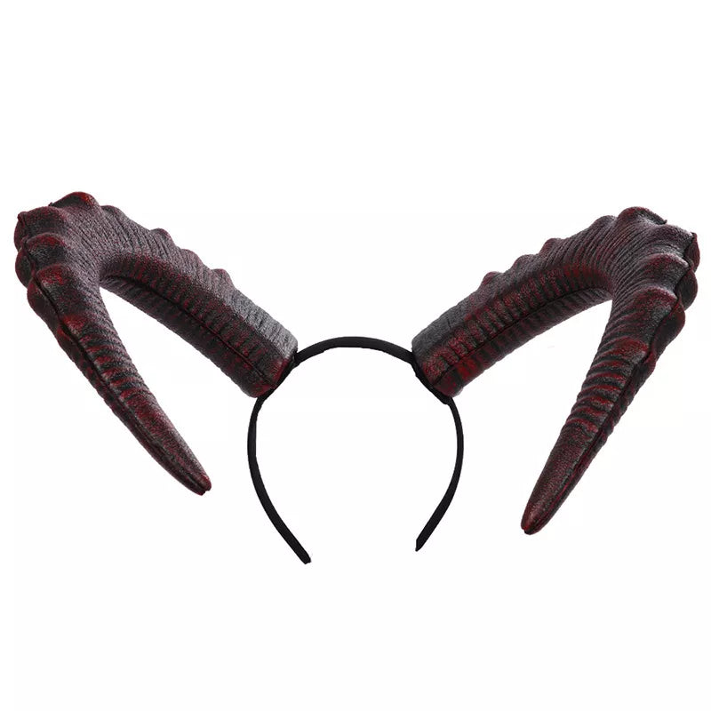 Halloween Gothic Big Horn Headband in Black, view 3