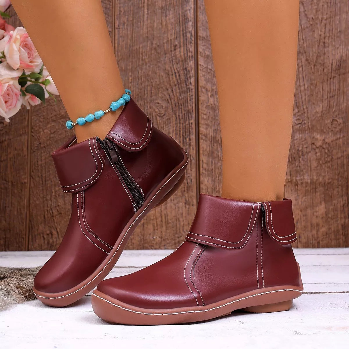 Round Toe Side Zipper Boots - Lilixa.store