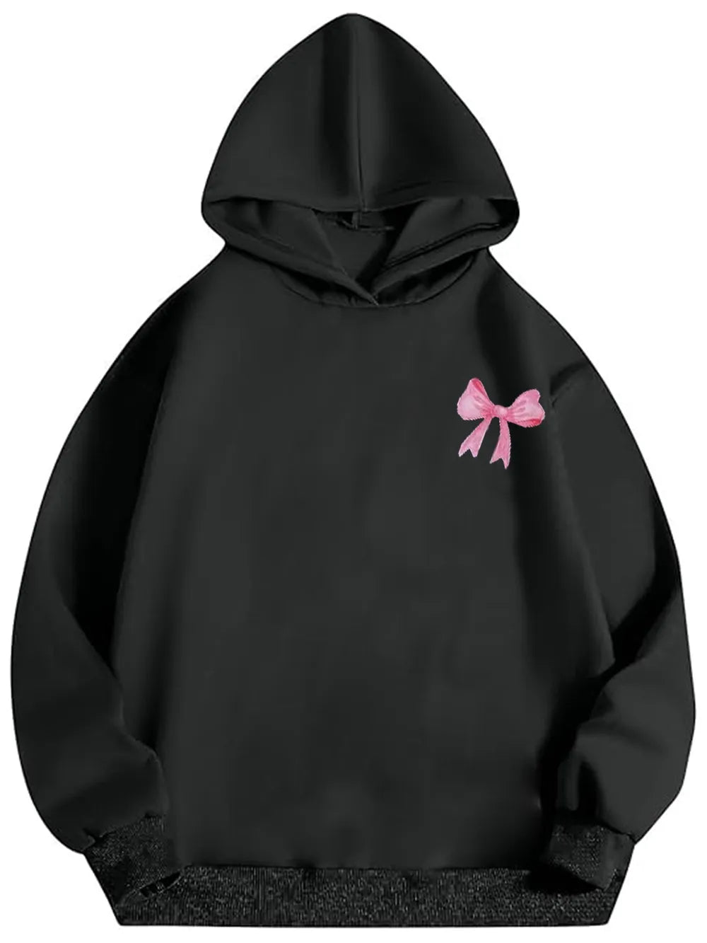 Bow Print Long Sleeve Hoodie - Lilixa.store